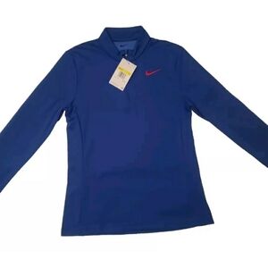 Nike Dri-FIT  1/4 Zip Womens UV-Victory Running Top Small Blue/Red DJ8521-495